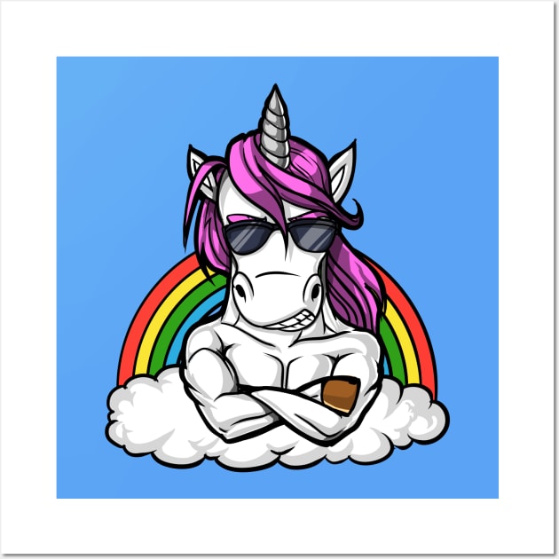 Unicorn Bodybuilder Wall Art by underheaven